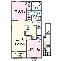 ティーア ハウス 2LDKの間取図画像
