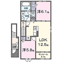 ティーア ハウス 2LDKの間取図画像
