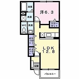 メゾンオーヴ2 1LDKの間取図画像