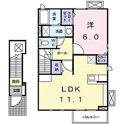 モモハウス 1LDKの間取図画像