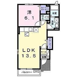 アルエット 1階1LDKの間取り