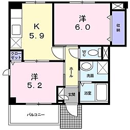 メゾン・ジェルメA 2Kの間取図画像
