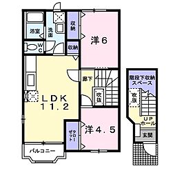 アベニューサイドテラス 2階2LDKの間取り