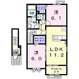 ロゼア 2LDKの間取図画像