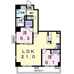 グランスイート新横浜1 2LDKの間取図画像