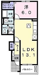 リバイバルM 1LDKの間取図画像
