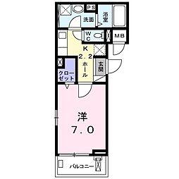 フリーデ・タイリン 1Kの間取図画像