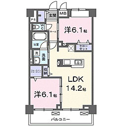 エルドール 3階2LDKの間取り