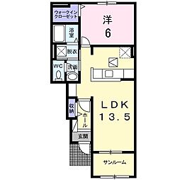 ファミールA 1LDKの間取図画像