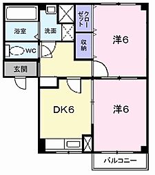 ボンディール1 2DKの間取図画像