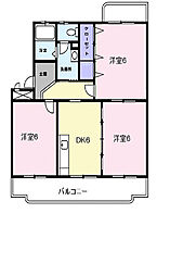 クレセントフジB 3DKの間取図画像