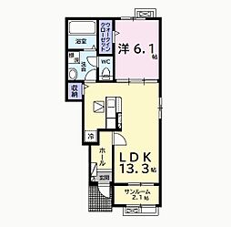 エクセレント アークII 1LDKの間取図画像