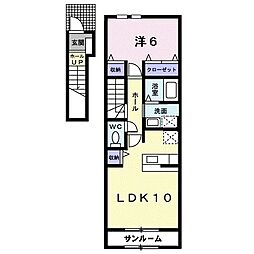 ヒルズ　キザキ　Ｃ 2階1LDKの間取り