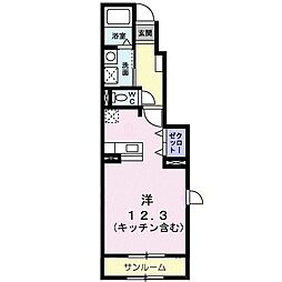 ミューA ワンルームの間取図画像