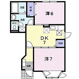 サンヒルズ大谷I 1階2DKの間取り