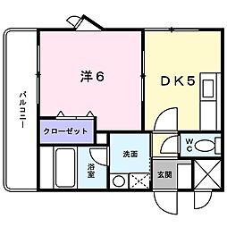 トリニティ−グレース 4階1DKの間取り