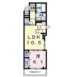 クラリエートII 1LDKの間取図画像