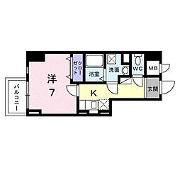 スアヴィス平塚八重咲 1Kの間取図画像