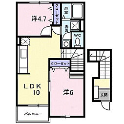 レジデンス四季Ｂ 2階2LDKの間取り