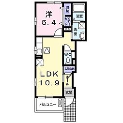 田園UGATOKU2番館 1LDKの間取図画像