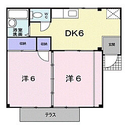 シティハイツ幸A 2DKの間取図画像