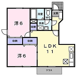 コーポクレストール 2LDKの間取図画像