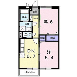 サンエステート 2DKの間取図画像
