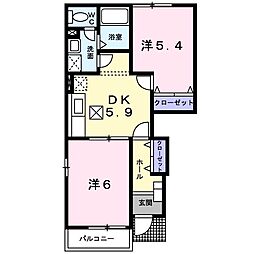 ウィングコート　Ｂ 1階2Kの間取り