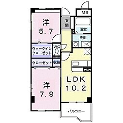ヴィラ・ポワージュ 2LDKの間取図画像