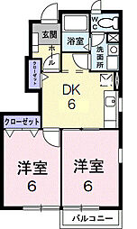 エミネンスA 2DKの間取図画像