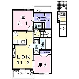 エムツートリアード3 2LDKの間取図画像