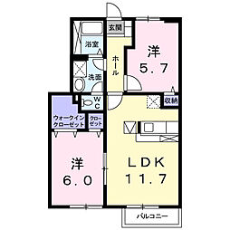 メゾン・ド・ラ・コリーヌ　I 1階2LDKの間取り