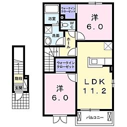 ザガーデンヴィラ箸蔵A 2LDKの間取図画像