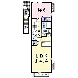 コリーヌＭ 2階1LDKの間取り