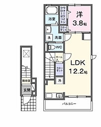ヒカルサ刈谷東境町 2階1LDKの間取り