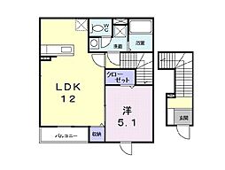 プロスパリティＭ．Ｊ 2階1LDKの間取り