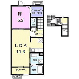パークサイド　メゾン 2階1LDKの間取り