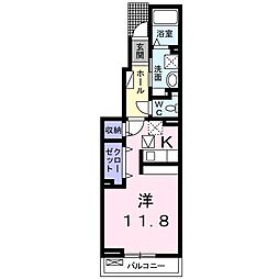 イクシィ2 ワンルームの間取図画像