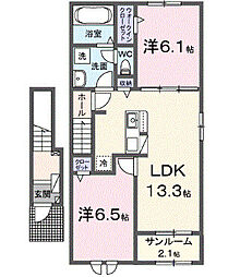 エアリー・グレイス　III 2階2LDKの間取り