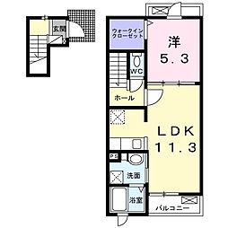 グラース 2階1LDKの間取り