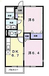 グリーンハイツ 1階2DKの間取り