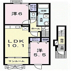 グローリーアカヒラ 2LDKの間取図画像