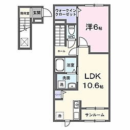 ダンケリーナ 204 2階1LDKの間取り