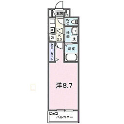 ライム周南 1階1Kの間取り