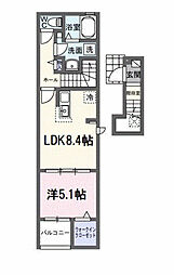 ソラーナ 2階1LDKの間取り