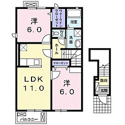 グレイス　Ｋ 2階2LDKの間取り