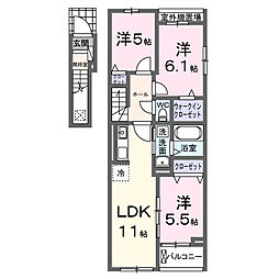 ブリッサ　パラシオ 2階3LDKの間取り
