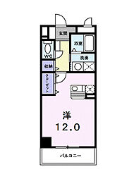 アルカンシエル・オーブ 1階ワンルームの間取り