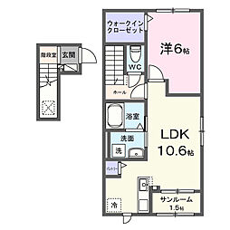 フリージア 2階1LDKの間取り
