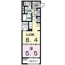 パフュームIII 2階1LDKの間取り